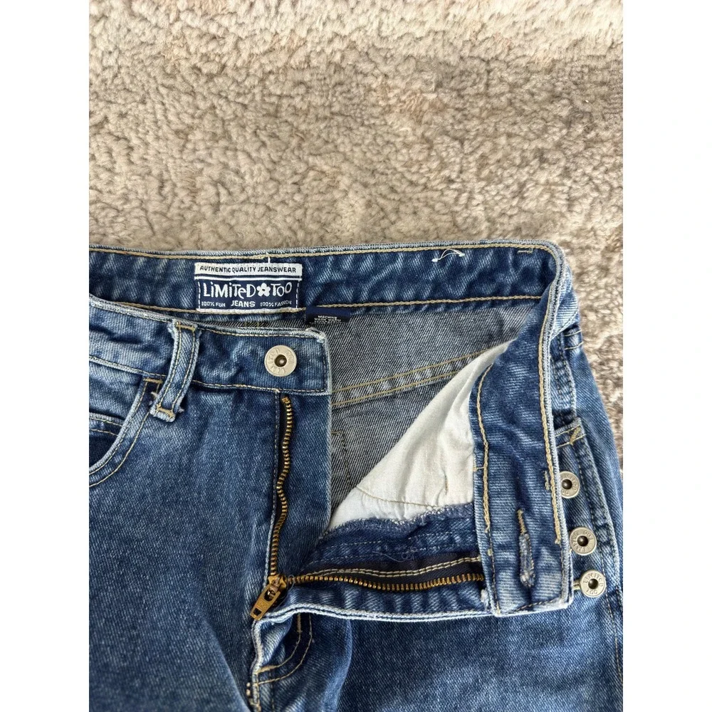 Limited Too Size 14 High Rise Sailor Button Flare Leg Y2K Denim Jeans Blue Women